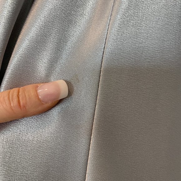Silver Satin Finish Formal Dress with Draping Neckline Size S - Picture 5 of 6